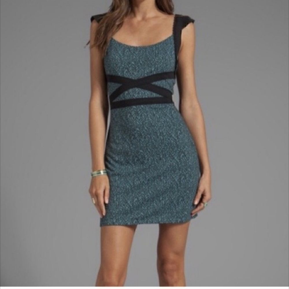 Free People Cross My Heart Mini Dress Pacific Blue Small